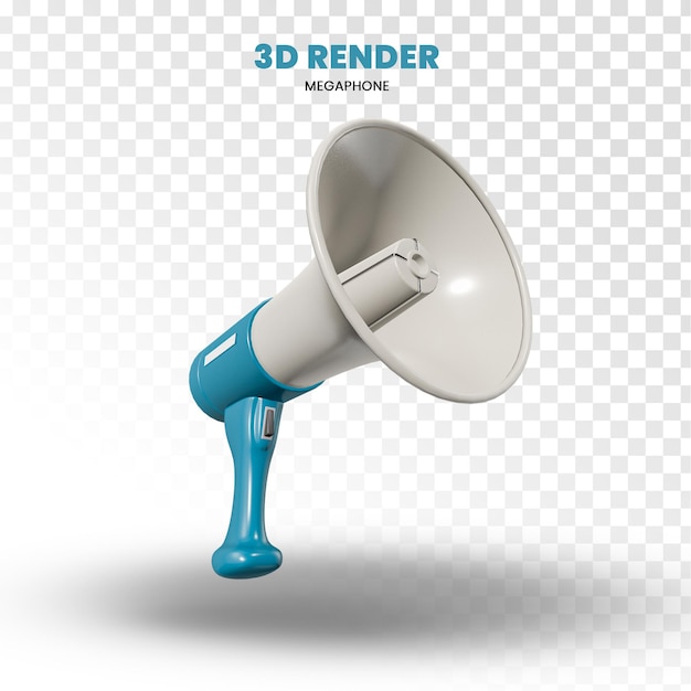 PSD rendering 3d del megafono su sfondo trasparente