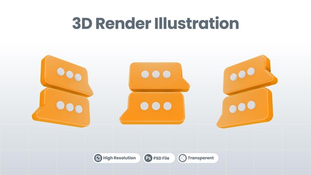 PSD 3d-rendering meldingsbericht chatpictogram aandacht sms-teken en internetbericht