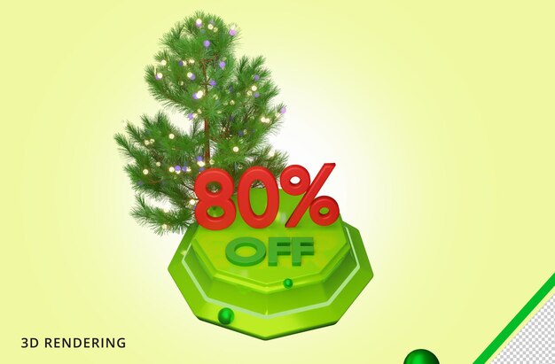 3d rendering buon natale 80 vendita psd premium