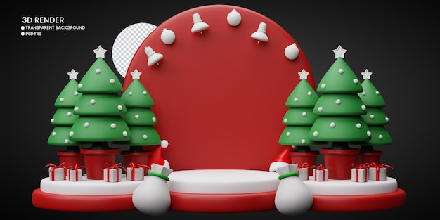 PSD 3d rendering of merry christmas background for social media