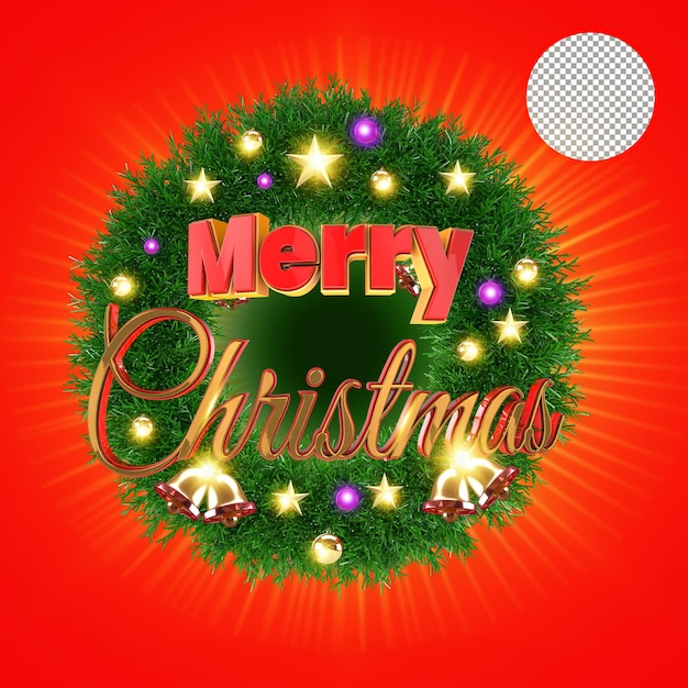 PSD 3d-rendering merry christmas-krans premium psd