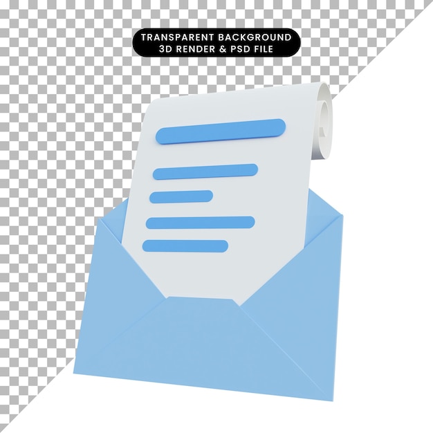 3d rendering message on letter