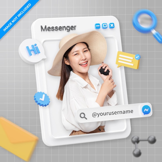 PSD 3d-rendering messenger-profiel