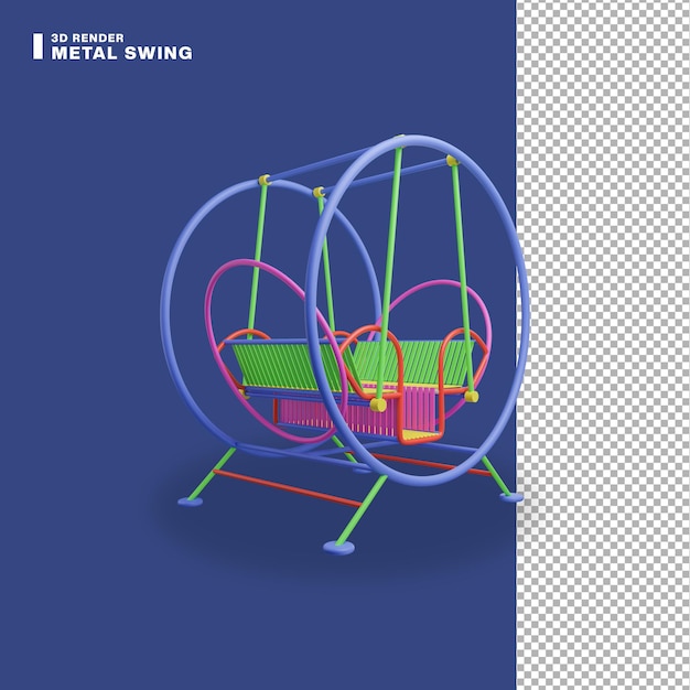 Rendering 3d icona altalena in metallo