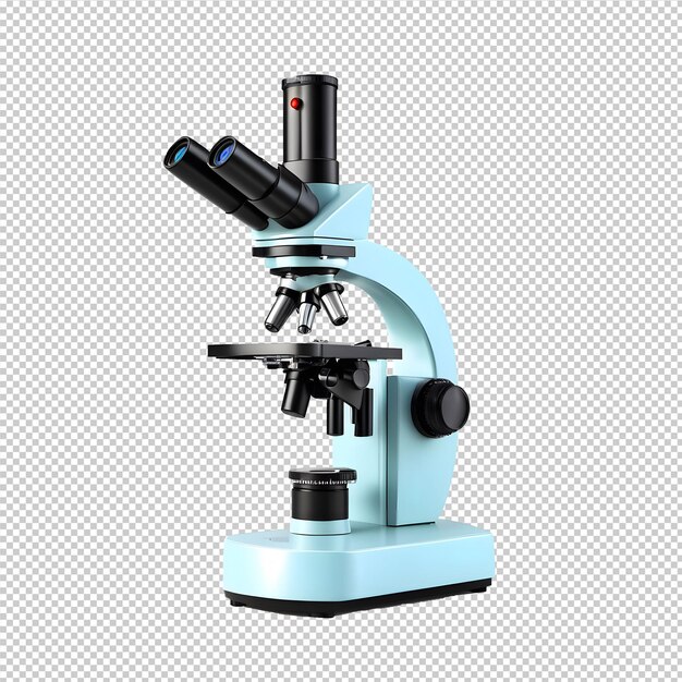 투명한 배경에 고립된 현미경의 3D 렌더링