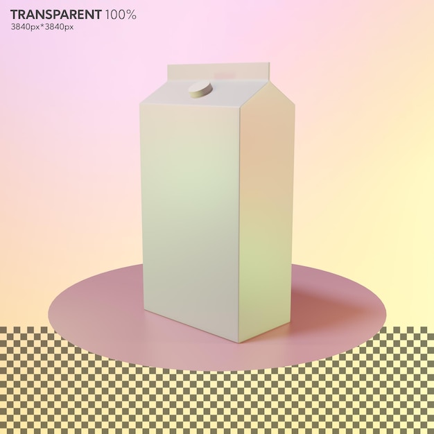 PSD 3d rendering milk box perspectif view