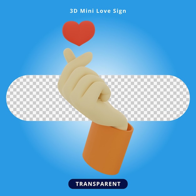 3d-rendering mini liefde teken illustratie