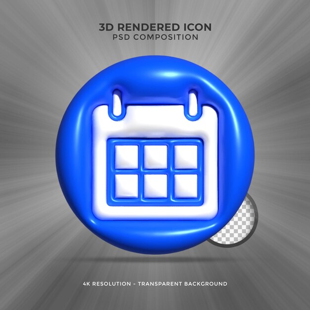 Rendering 3d icona calendario 3d minimo