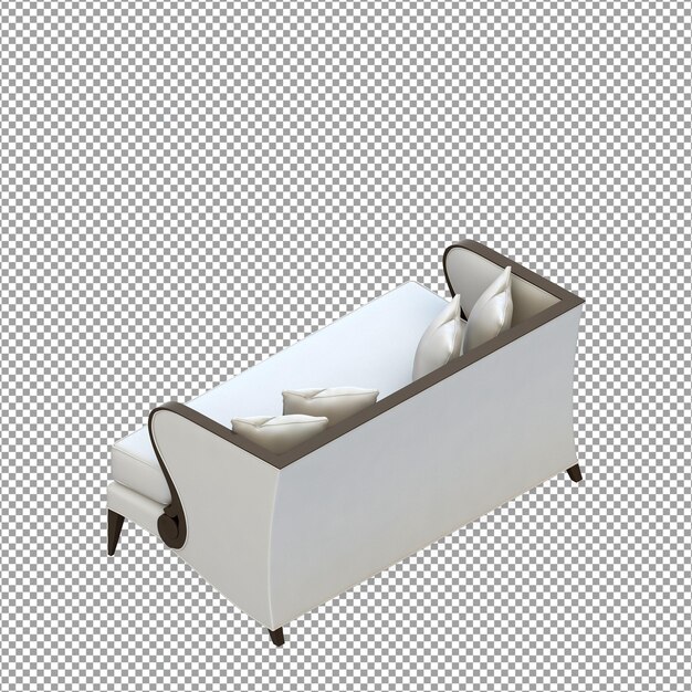 PSD rendering 3d del divano minimalista isolato