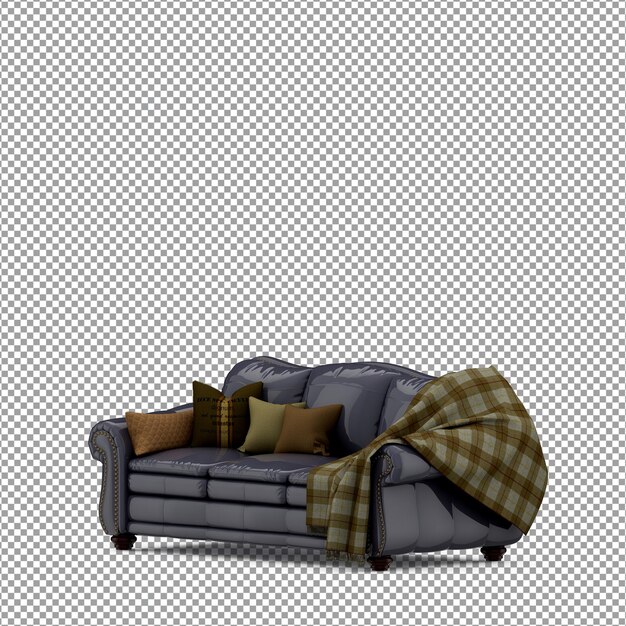 PSD 3d rendering of minimalist sofa isolated