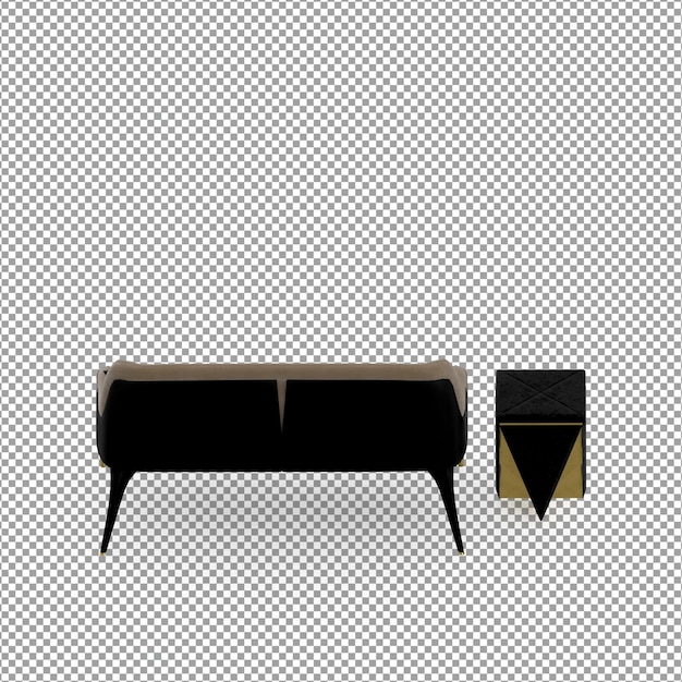 PSD 3d rendering of minimalist sofa isolated