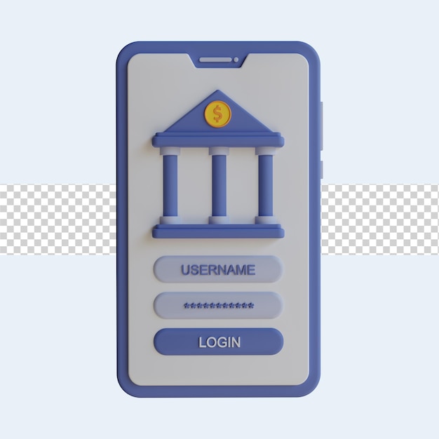 PSD 3d rendering mobile banking