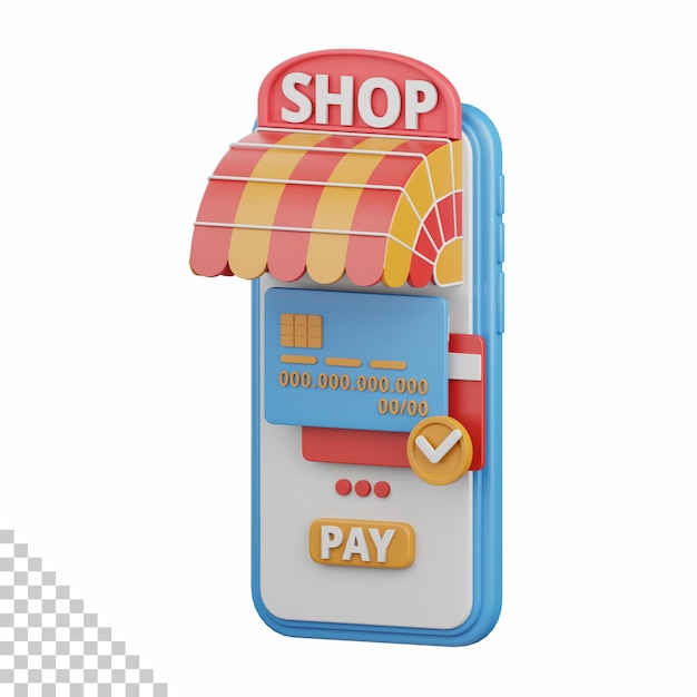 3d rendering mobile payment isolated useful for ecommerce shopping and business online design