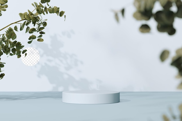 3D rendering Mock up greenery podium for product design minimal display shadow overlay