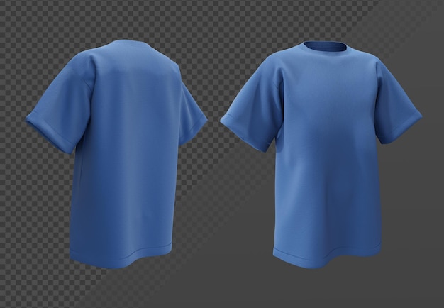 3d rendering mockup of blue short sleeve tshirt perspective view