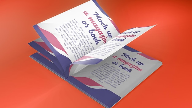 PSD 3d rendering for mockup open book