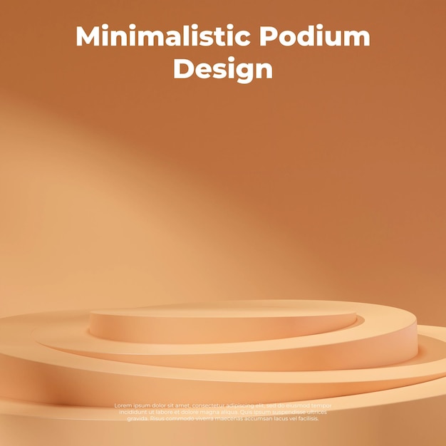 PSD 3d rendering mockup scene of minimal rounded orange podium in square with simple wall and shadow