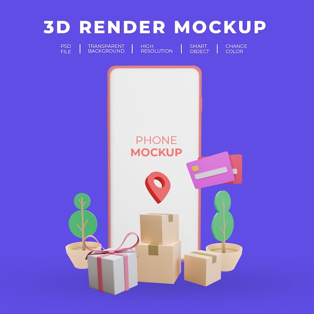 3d rendering mockup smartphone illustrazione piatta