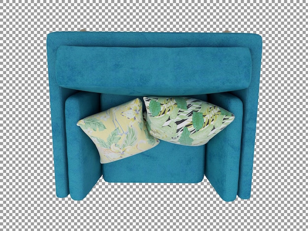 3d rendering of modern mini fabric sofa with wooden interior isolated