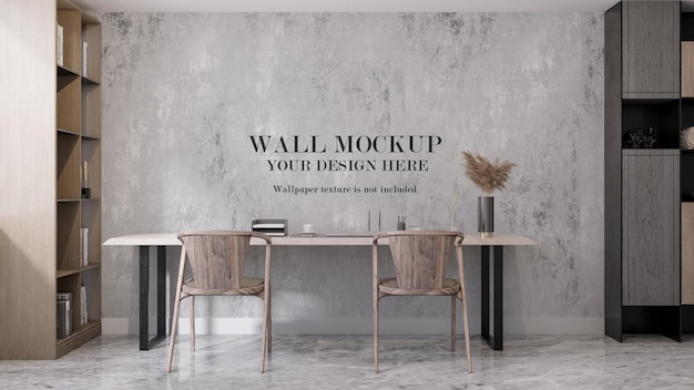 3d rendering modern study room wall mockup