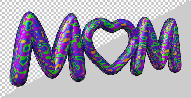 3d rendering of mom text with modern style