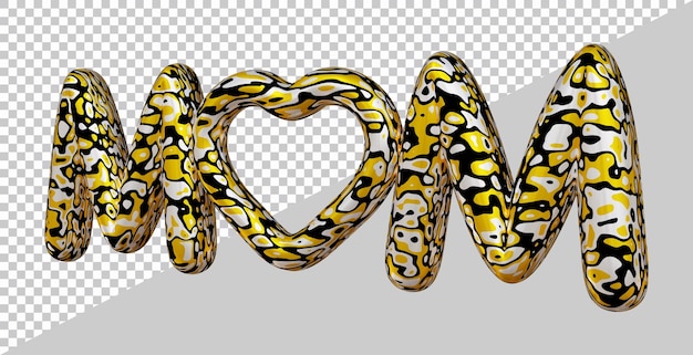 3d rendering of mom text with modern style