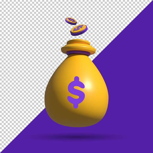 3d rendering money bag