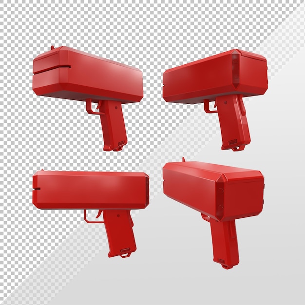 3d rendering of money gun without money from various perspective view