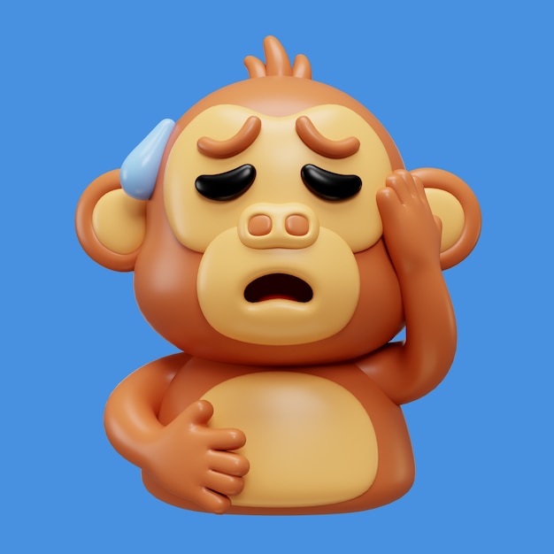 PSD 3d rendering of monkey emoji