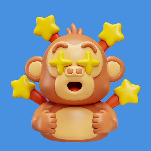 PSD 3d rendering of monkey emoji