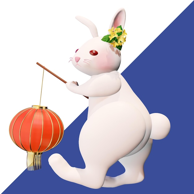 3d rendering moon rabbit and mooncakes for midautumn festival