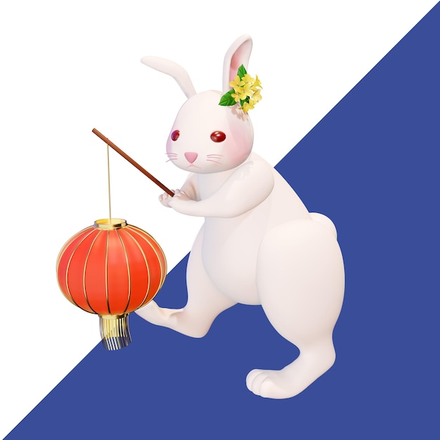 3d rendering moon rabbit and mooncakes for midautumn festival