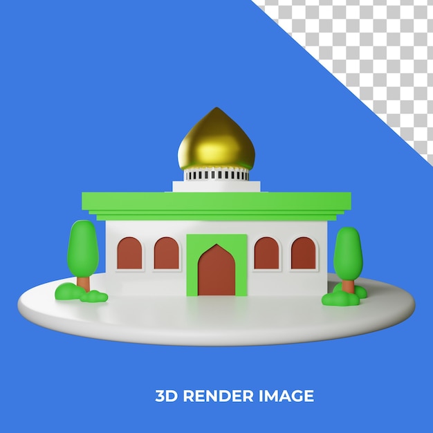 3d rendering mosque architecture islami isolated