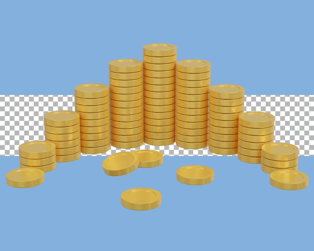 3D-rendering munten stapelen transparant