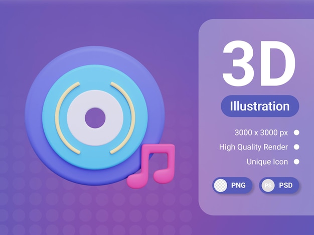 Rendering 3d icona dell'app musicale