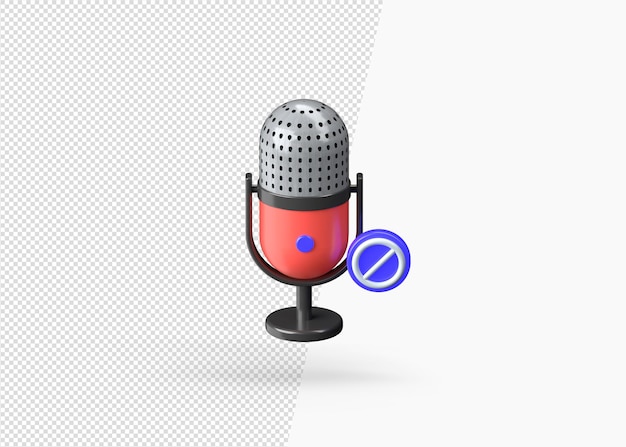 3d rendering mute microphone isolated