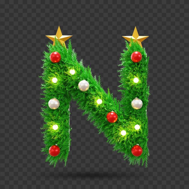 3d-rendering n letter kerst teksteffect