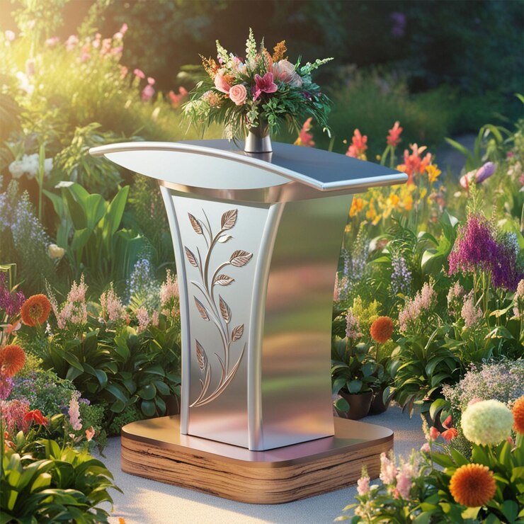 PSD 3d rendering of nature and flowers sales podium