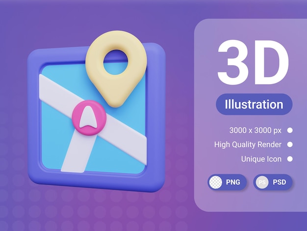 3d rendering navigation app icon