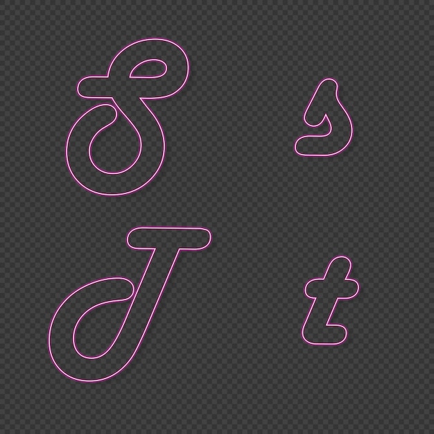 PSD 3d rendering neon light lowercase and uppercase letter
