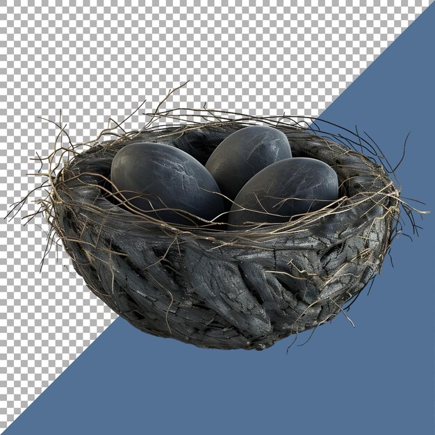 PSD 3d rendering of a nest of eggs on transparent background ai generated