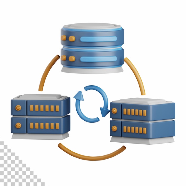 PSD 3d рендеринг сетевого сервера изолирован полезный для облака, сети, вычислений, технологий, баз данных, серверов и элементов проектирования соединений
