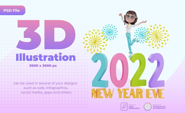 Rendering 3d illustrazione di capodanno