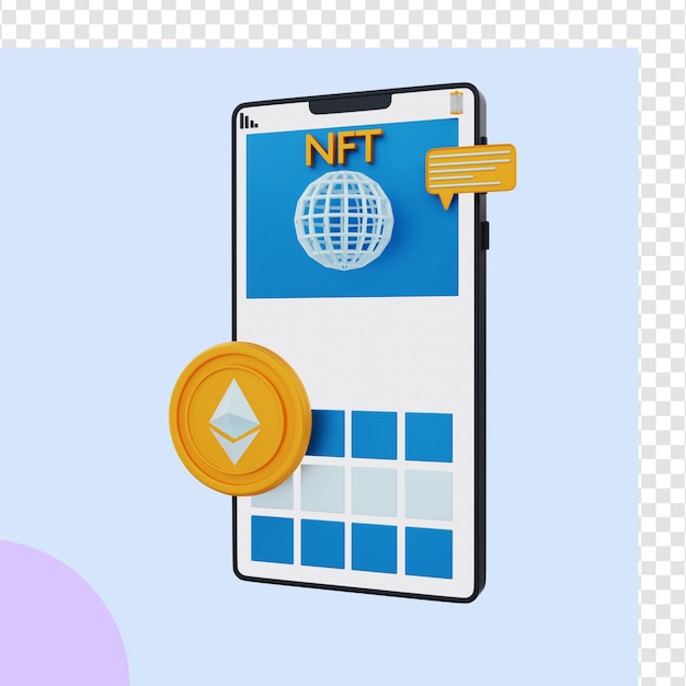 3d rendering of nft coin app