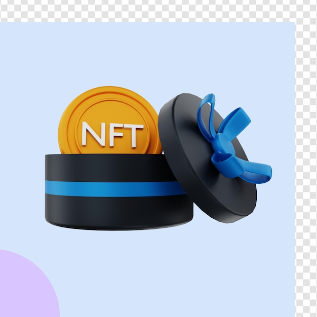 nft 동전 선물 상자의 3d 렌더링