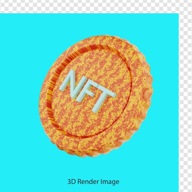 Rendering 3d dell'icona della moneta nft