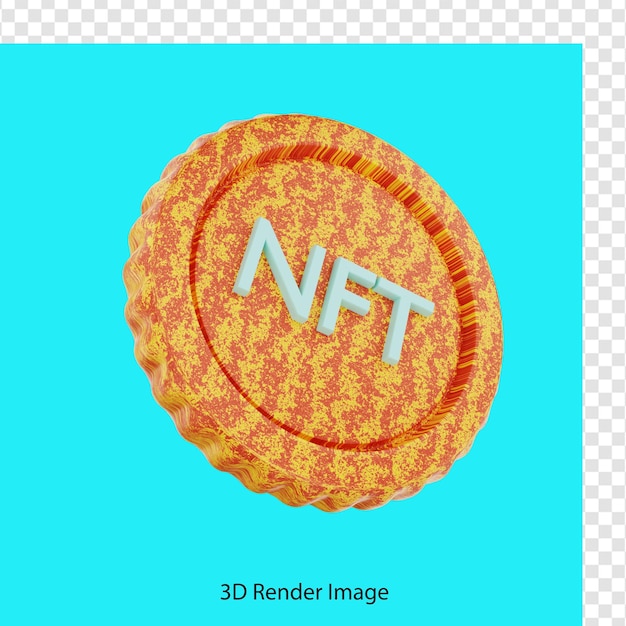 PSD 3d rendering of nft coin icon