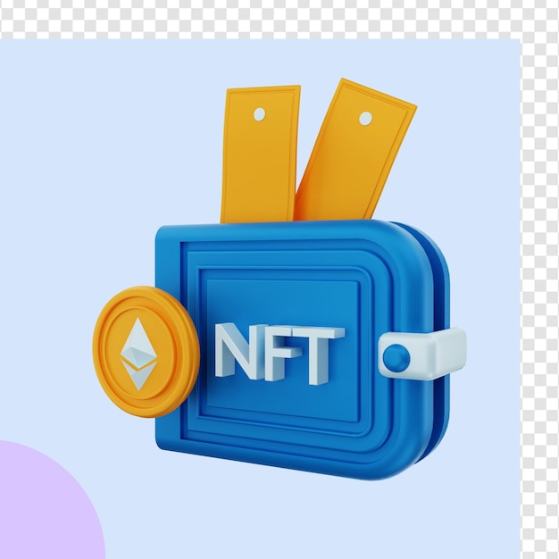 Rendering 3d del portafoglio di monete nft