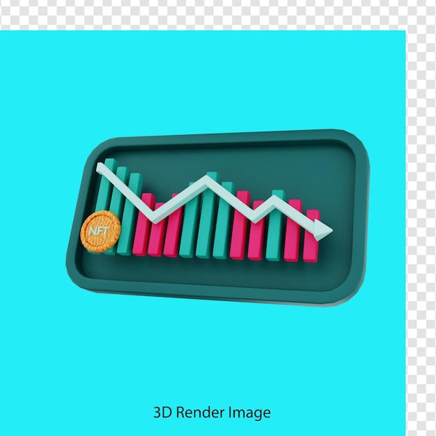 PSD 3d-rendering nft grafiek omlaag