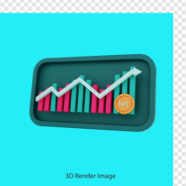 PSD 3d-rendering nft-grafiek stijgt